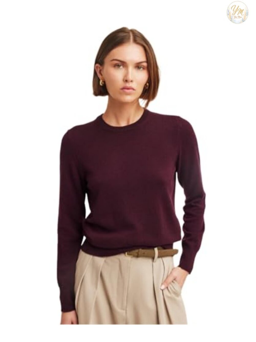 100% Cashmere Crewneck Sweater Long Sleeve Pullover